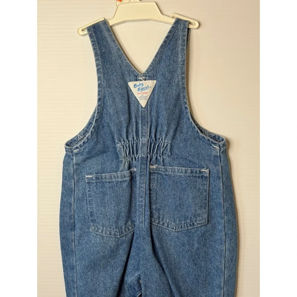 VTG Baby OshKosh B'Gosh Overalls Blue Denim‎ Vestbak Snap Crotch 3/6M Kids Girls